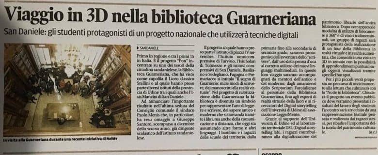 Il Messaggero Veneto – Viaggio in 3D nella Biblioteca Guarneriana